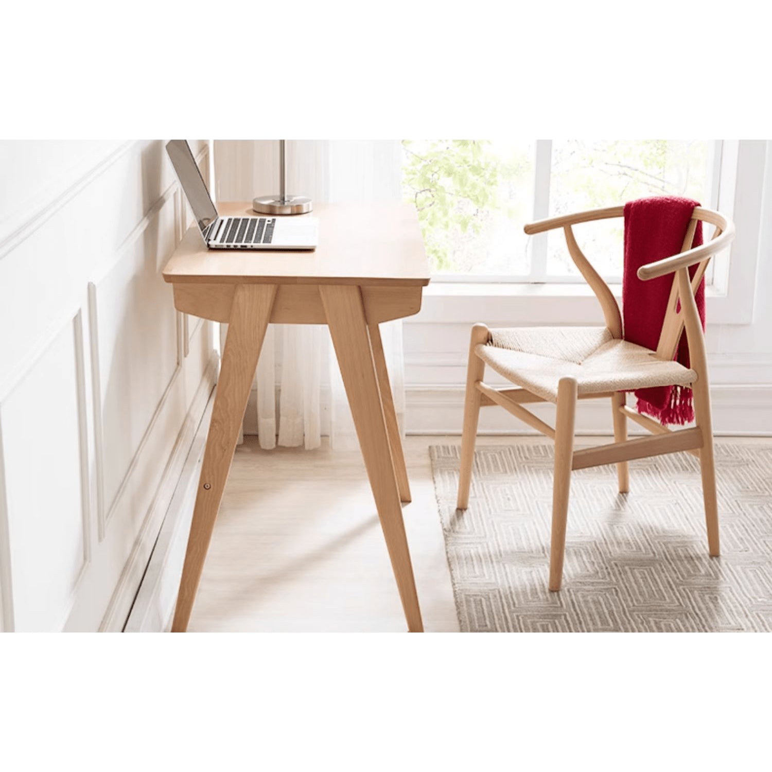 Beautiful Brown Beech and Tung Wood Natural Desk - Elegance in Every Detail hym-469