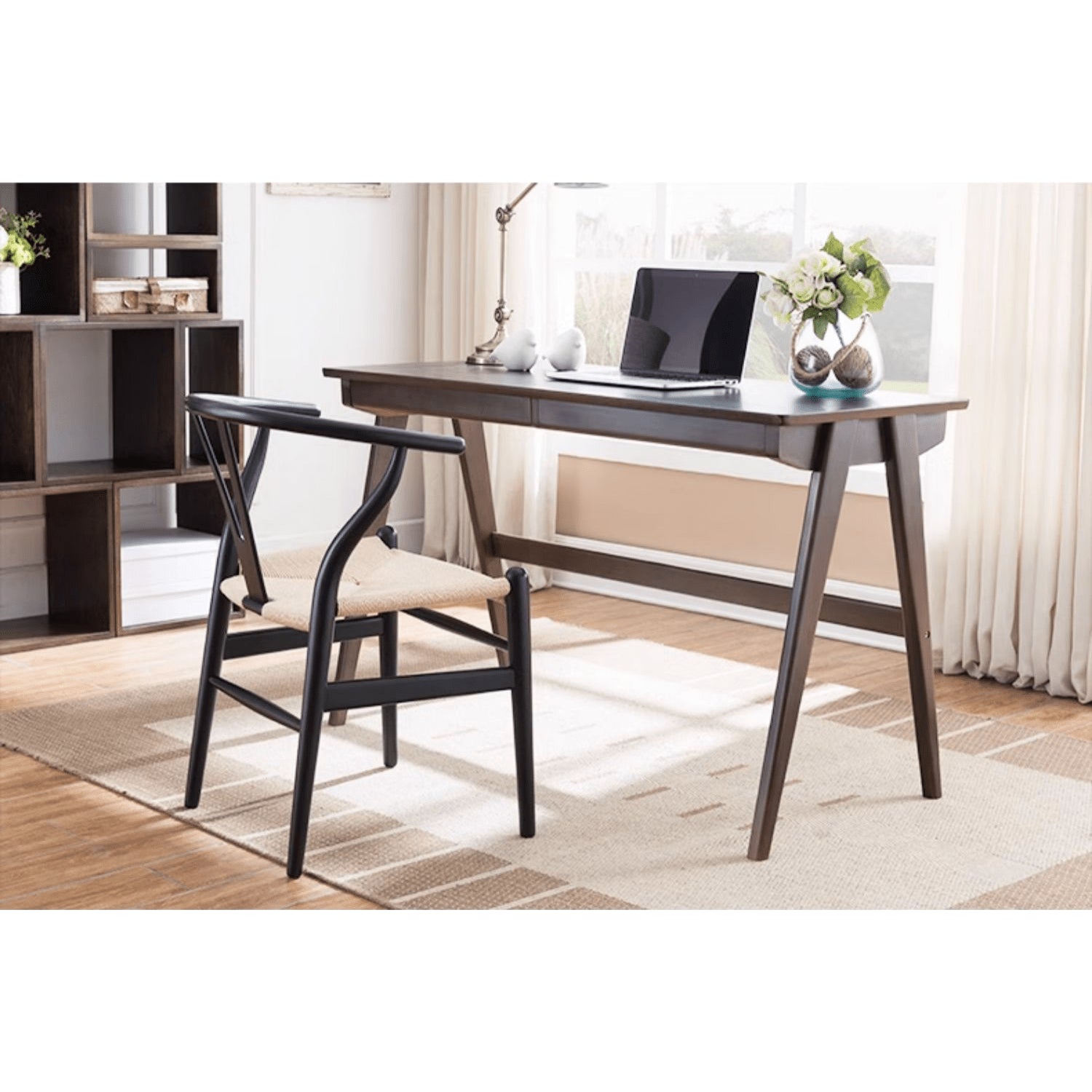 Beautiful Brown Beech and Tung Wood Natural Desk - Elegance in Every Detail hym-469