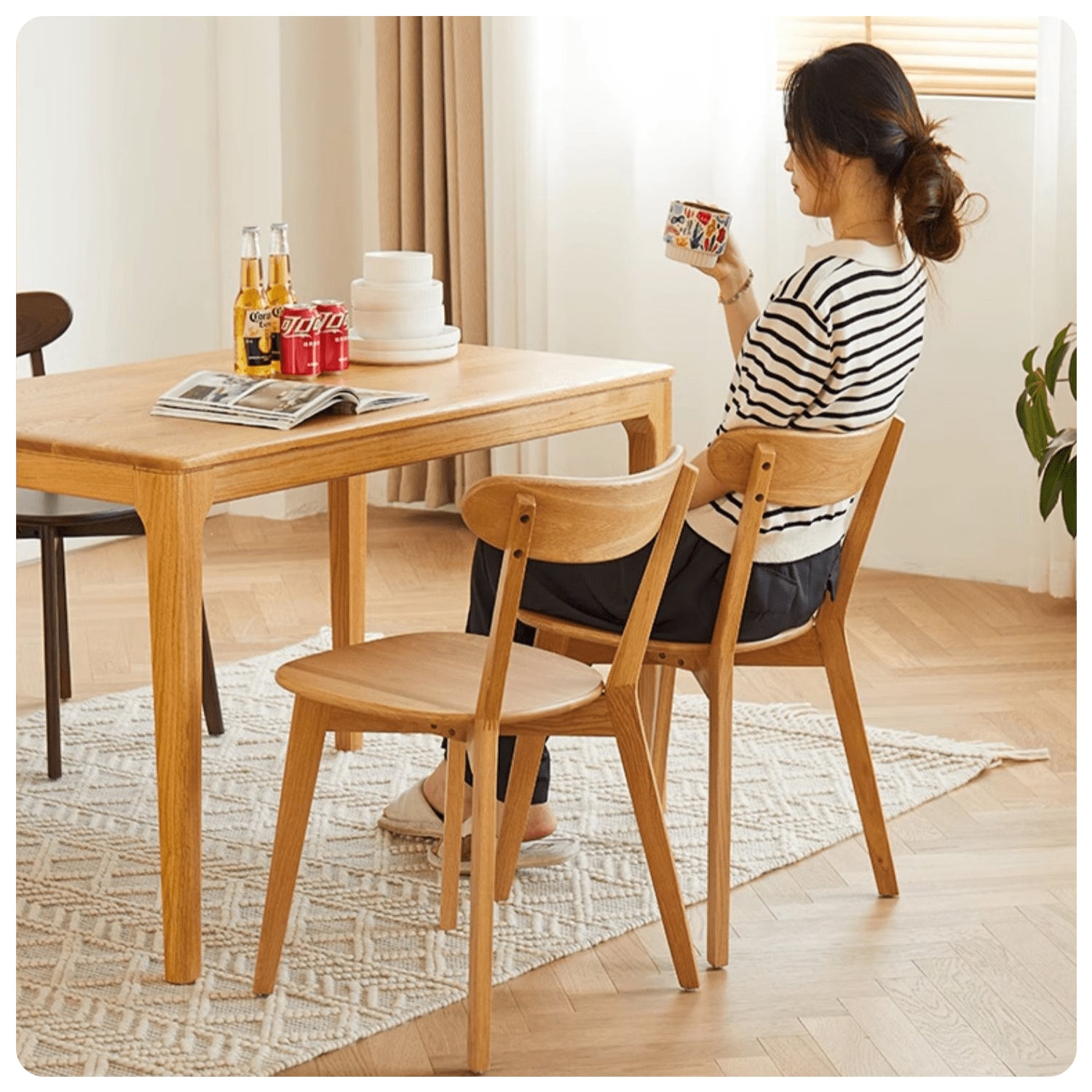 Beautiful Brown Beech and Tung Wood Natural Desk - Elegance in Every Detail hym-469