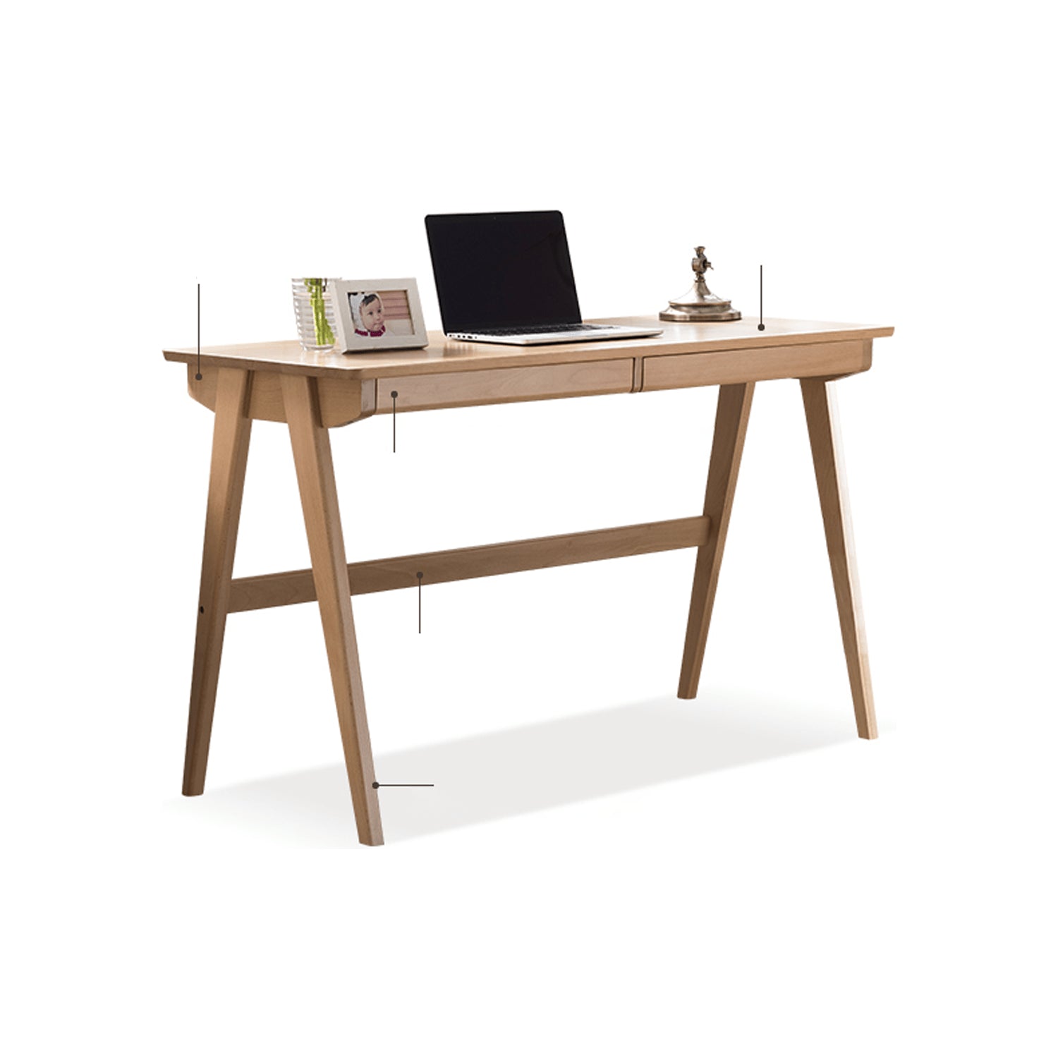 Beautiful Brown Beech and Tung Wood Natural Desk - Elegance in Every Detail hym-469