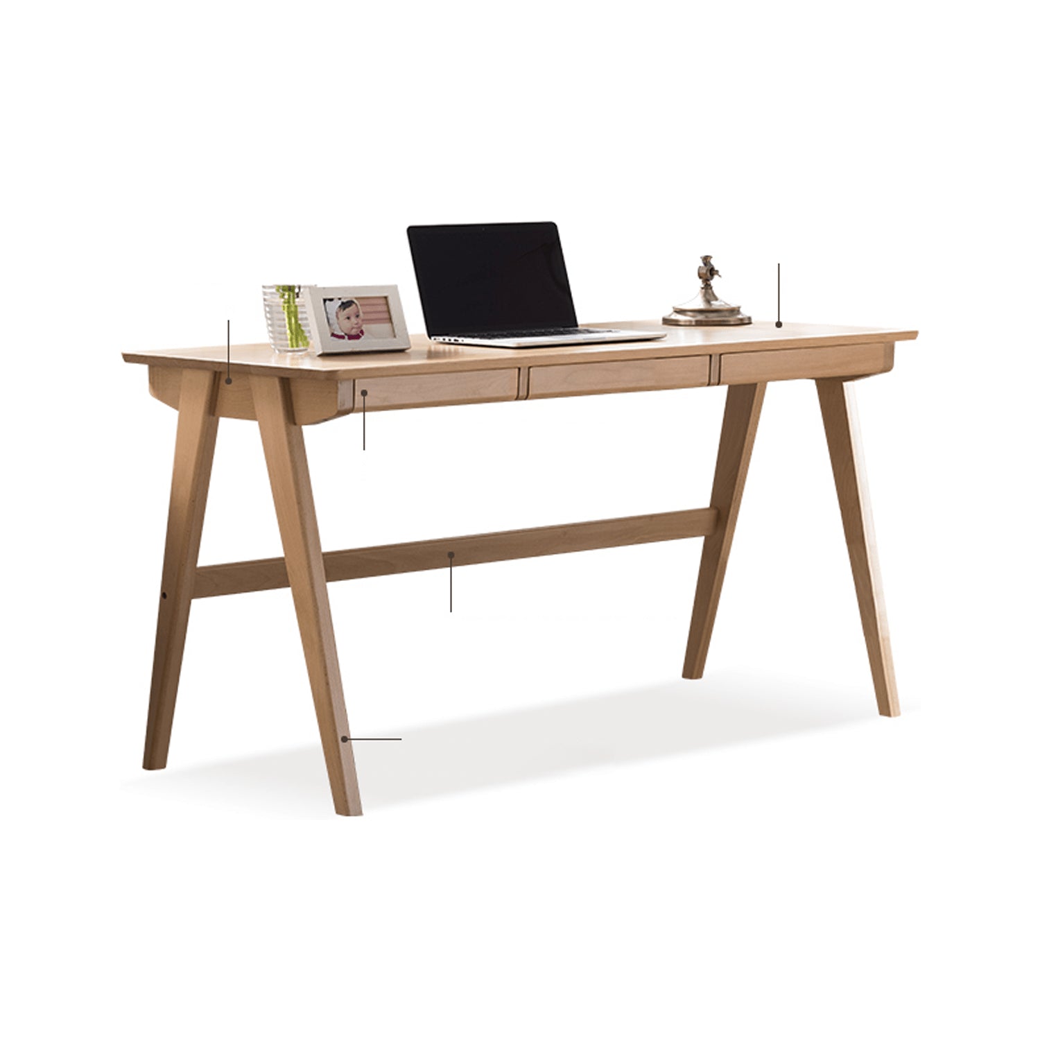 Beautiful Brown Beech and Tung Wood Natural Desk - Elegance in Every Detail hym-469