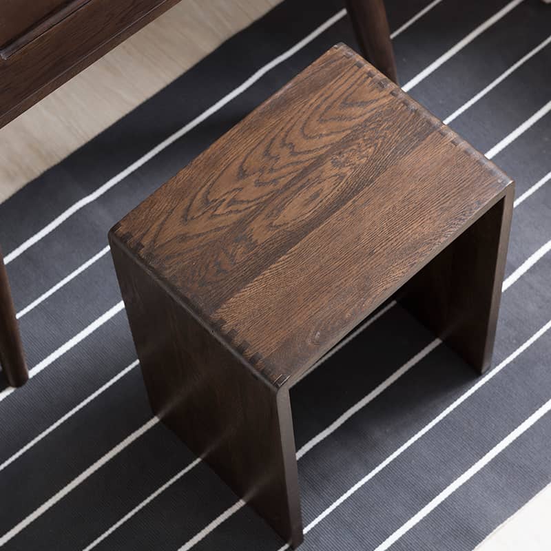 Handcrafted Brown Oak Wood Stool – Natural Finish, Perfect for Home Decor and Comfort hym-471