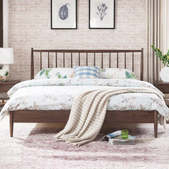 Stylish Brown Oak and Pine Natural Wood Bed for a Timeless Bedroom Look hym-474