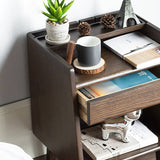 Natural Brown Oak Wood Nightstand – Premium Tung Wood Finish hym-475