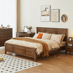 Luxurious Cal King Oak Wood Bed Frame - Stylish Design for a Cozy Bedroom hym-478