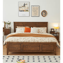 Luxurious Cal King Oak Wood Bed Frame - Stylish Design for a Cozy Bedroom hym-478