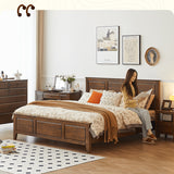 Luxurious Cal King Oak Wood Bed Frame - Stylish Design for a Cozy Bedroom hym-478