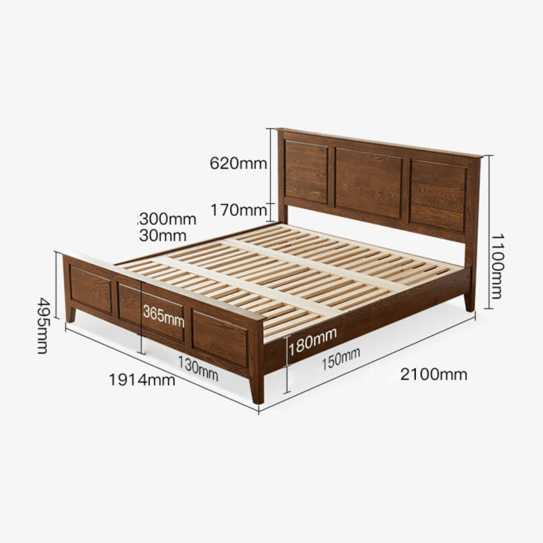 Luxurious Cal King Oak Wood Bed Frame - Stylish Design for a Cozy Bedroom hym-478