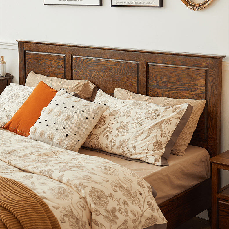 Luxurious Cal King Oak Wood Bed Frame - Stylish Design for a Cozy Bedroom hym-478