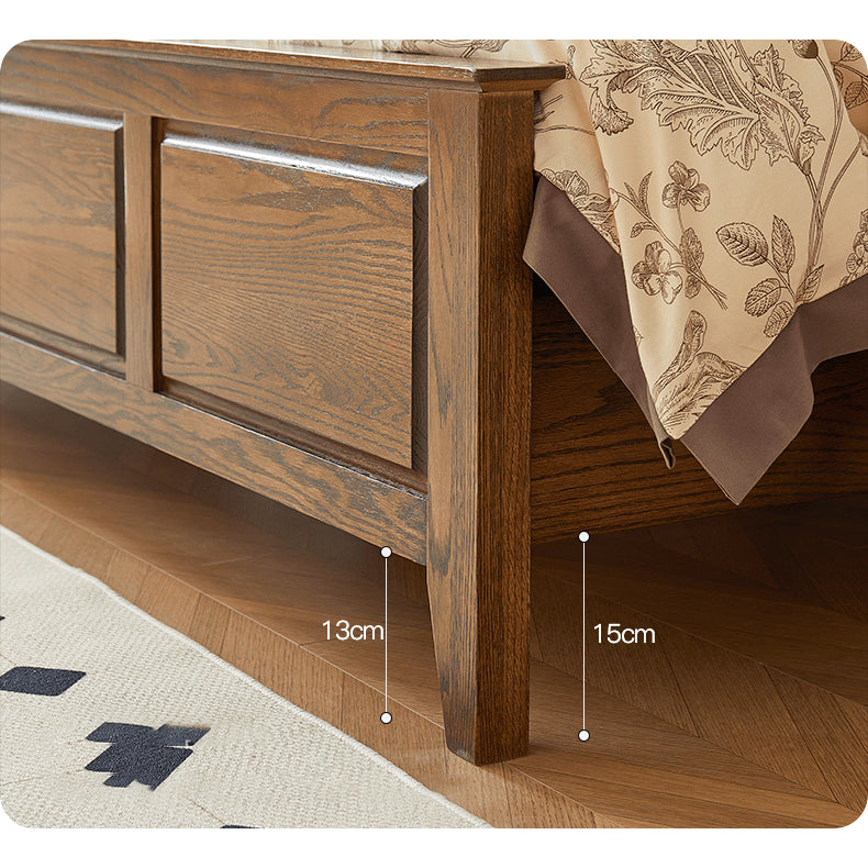 Luxurious Cal King Oak Wood Bed Frame - Stylish Design for a Cozy Bedroom hym-478