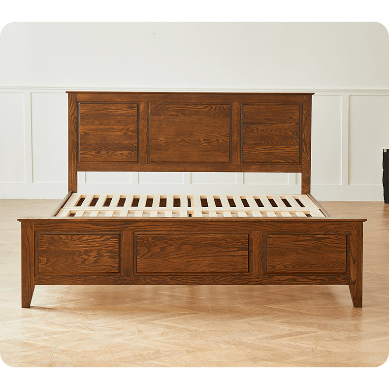 Luxurious Cal King Oak Wood Bed Frame - Stylish Design for a Cozy Bedroom hym-478