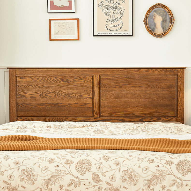 Luxurious Oak Wood Bed in Brown Queen Size with Storage California King Size Design for Your Room hym-479