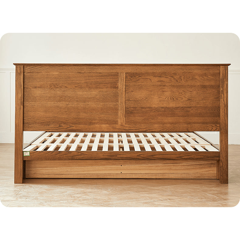 Luxurious Oak Wood Bed in Brown Queen Size with Storage California King Size Design for Your Room hym-479