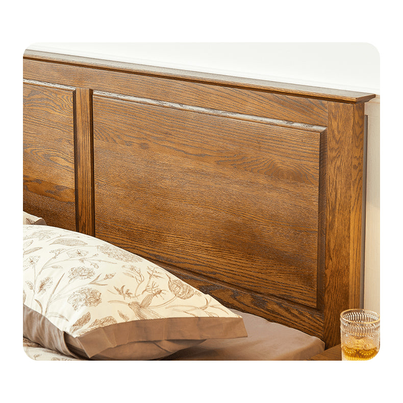 Luxurious Oak Wood Bed in Brown Queen Size with Storage California King Size Design for Your Room hym-479