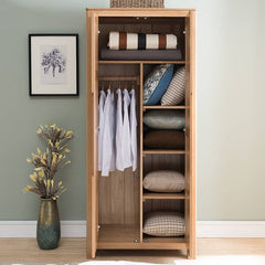 Stylish Natural Oak & Tung Wood Wardrobe for Home & Office hym-480