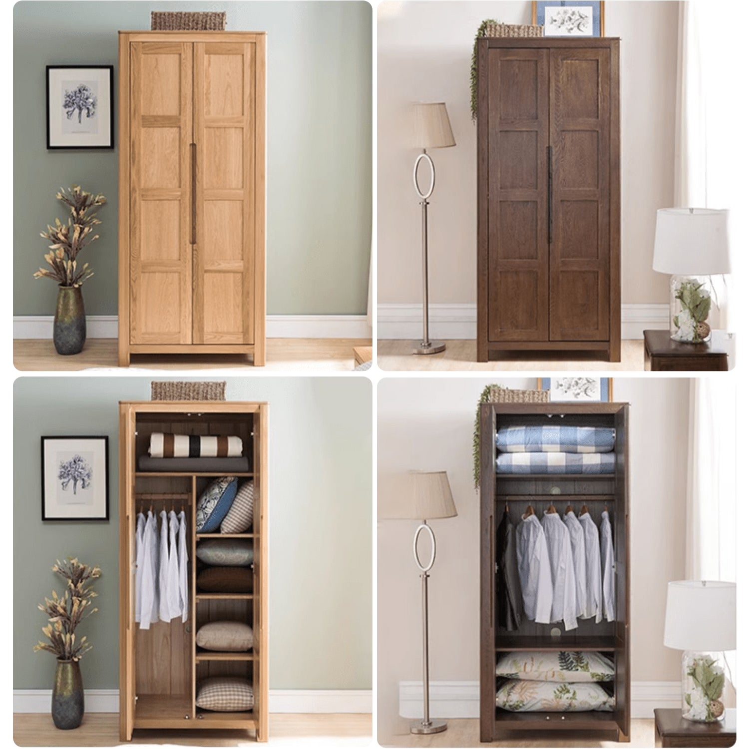 Stylish Natural Oak & Tung Wood Wardrobe for Home & Office hym-480