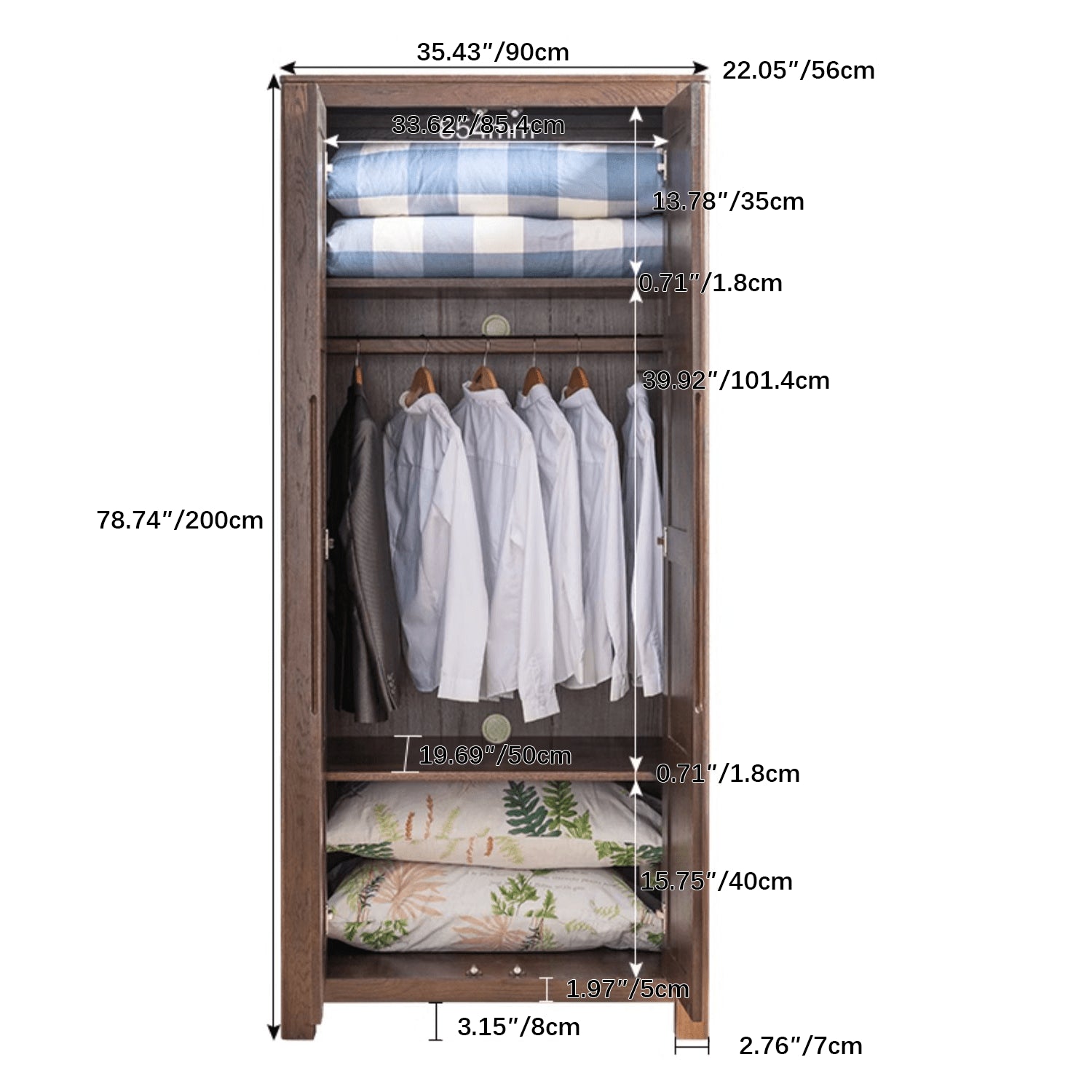 Stylish Natural Oak & Tung Wood Wardrobe for Home & Office hym-480