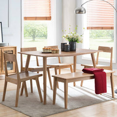 Minimalistic Rectangular Oak Wood Dining Table for 6 People 4 Legs hym-482