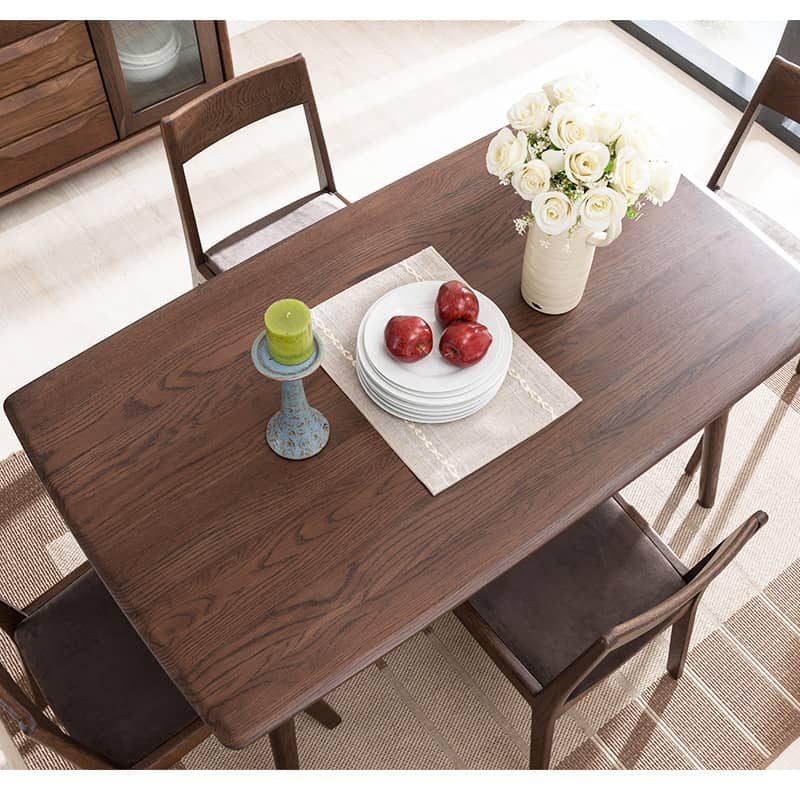 Minimalistic Rectangular Oak Wood Dining Table for 6 People 4 Legs hym-482