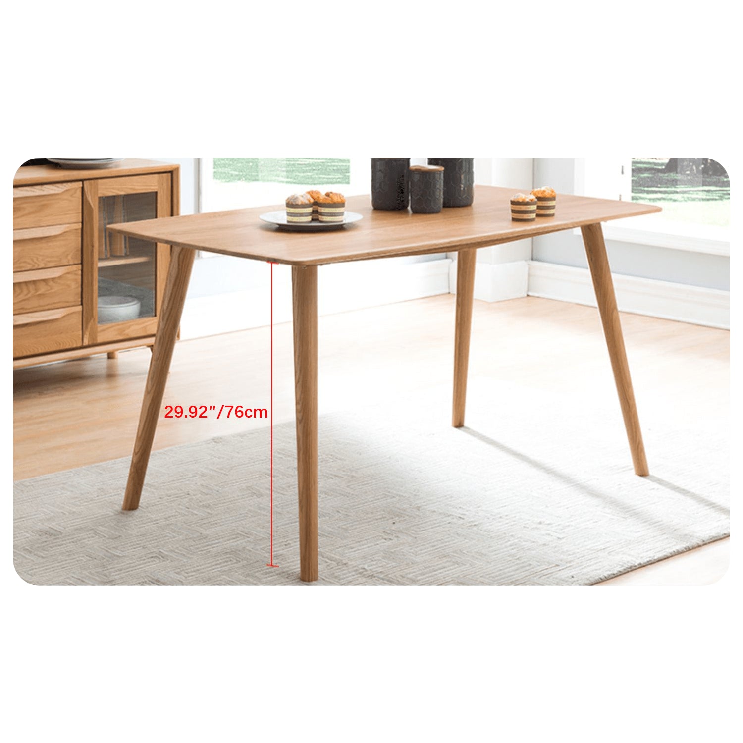 Minimalistic Rectangular Oak Wood Dining Table for 6 People 4 Legs hym-482