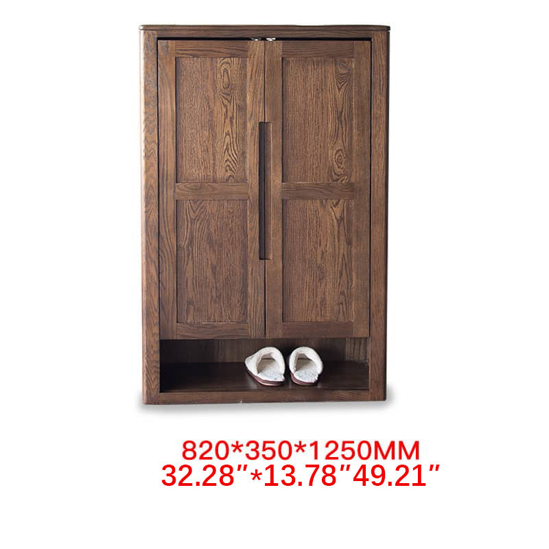 Premium Brown Oak & Tung Wood Cabinet - Natural Wood Finish hym-484