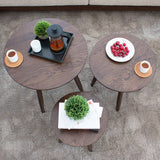 Modern Oak Wood Round End Table - Natural Finish, Perfect for Any Room hym-485