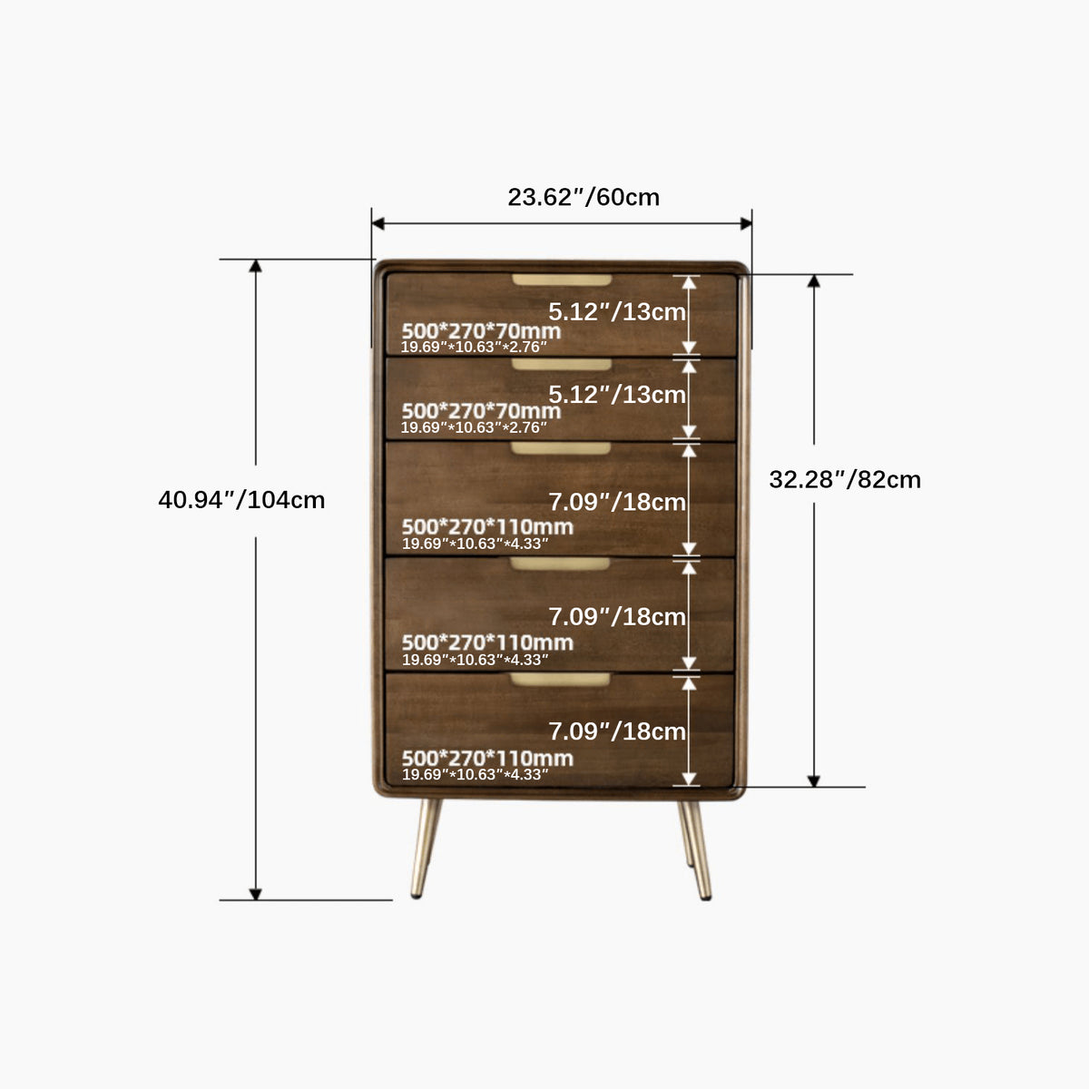 Stylish Brown Tung Wood and Metal Nightstand for Modern Bedrooms hym-487