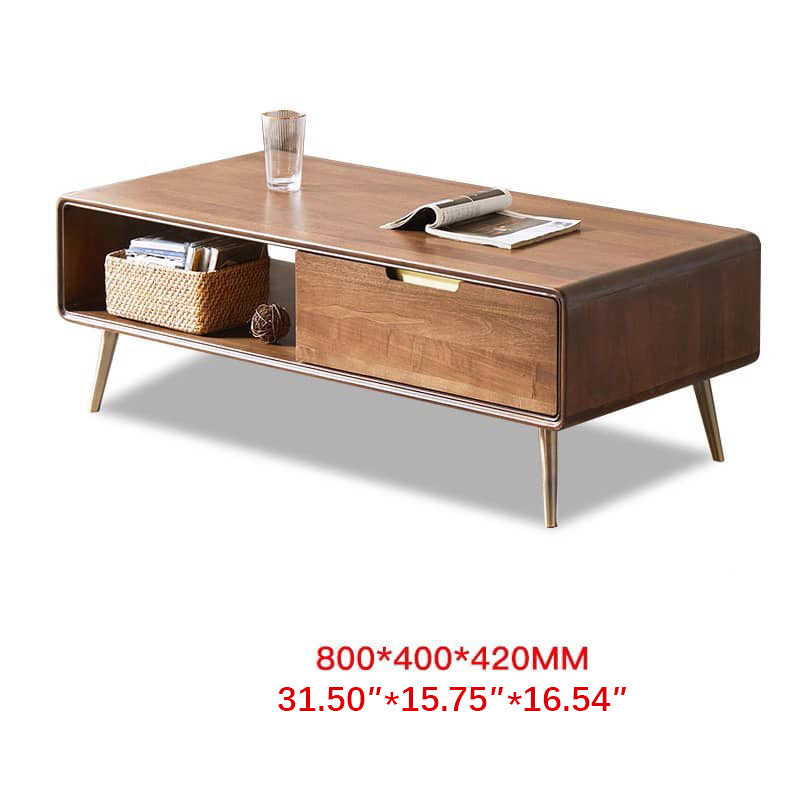 Rectangular Wooden Coffee Table with Drawer Storage and lift-up top - Modern with Metal Legs hym-490