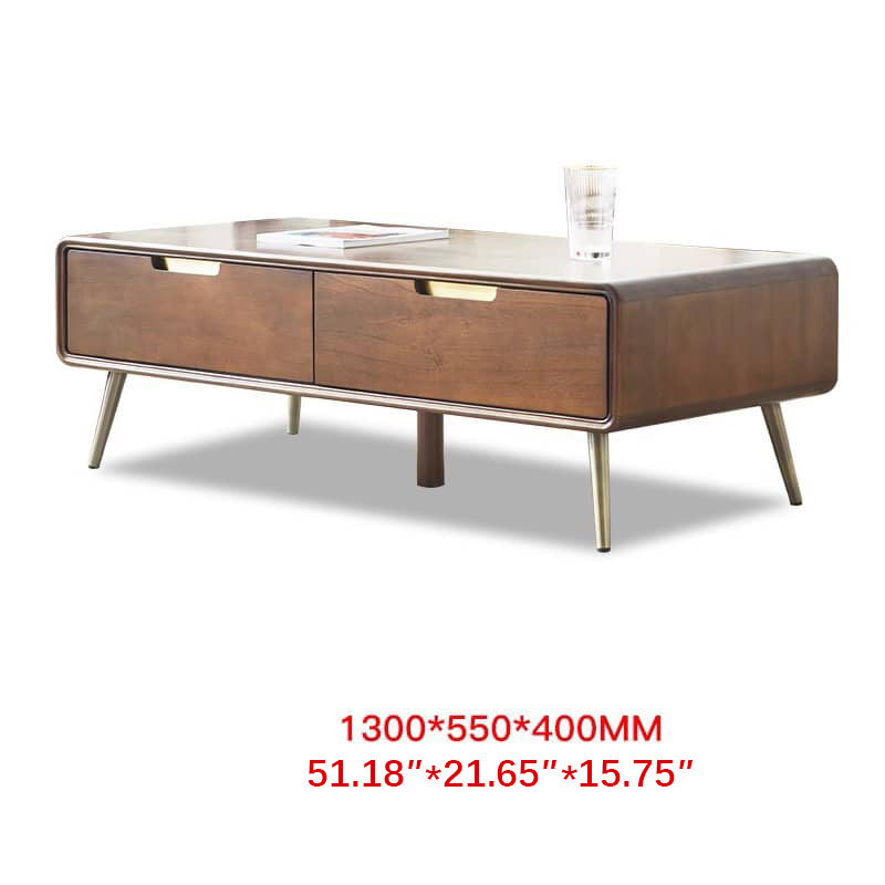 Rectangular Wooden Coffee Table with Drawer Storage and lift-up top - Modern with Metal Legs hym-490