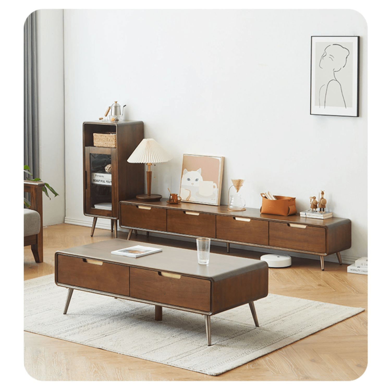 Rectangular Wooden Coffee Table with Drawer Storage and lift-up top - Modern with Metal Legs hym-490