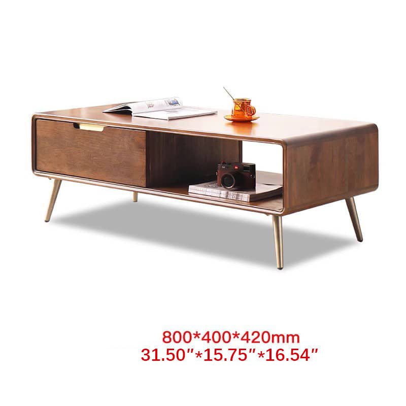 Rectangular Wooden Coffee Table with Drawer Storage and lift-up top - Modern with Metal Legs hym-490