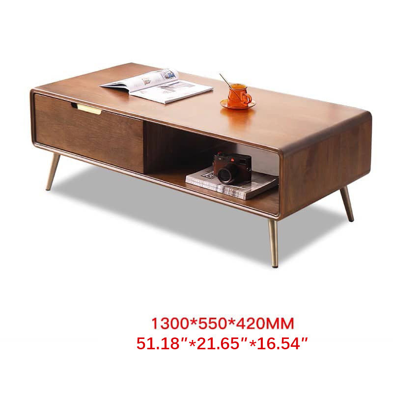 Rectangular Wooden Coffee Table with Drawer Storage and lift-up top - Modern with Metal Legs hym-490