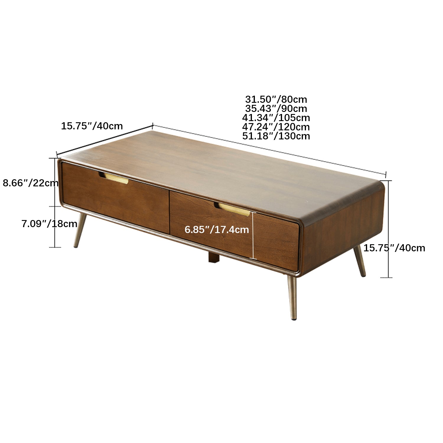 Rectangular Wooden Coffee Table with Drawer Storage and lift-up top - Modern with Metal Legs hym-490