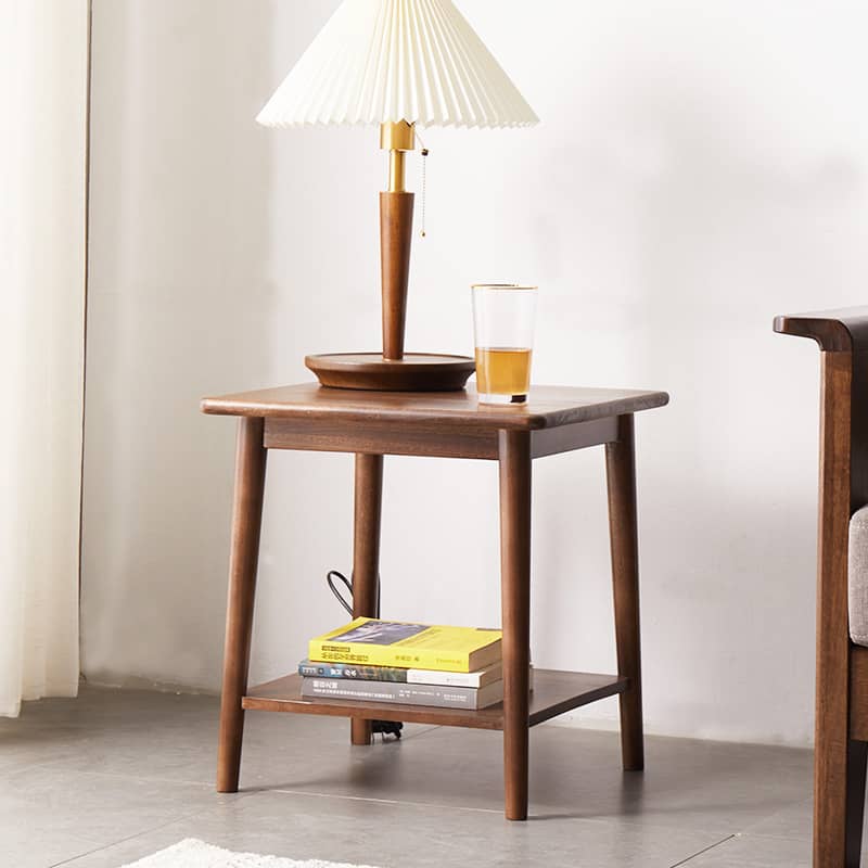 Square Wooden End Table Two-Tier for Storage - Perfect for All Your Rooms hym-491