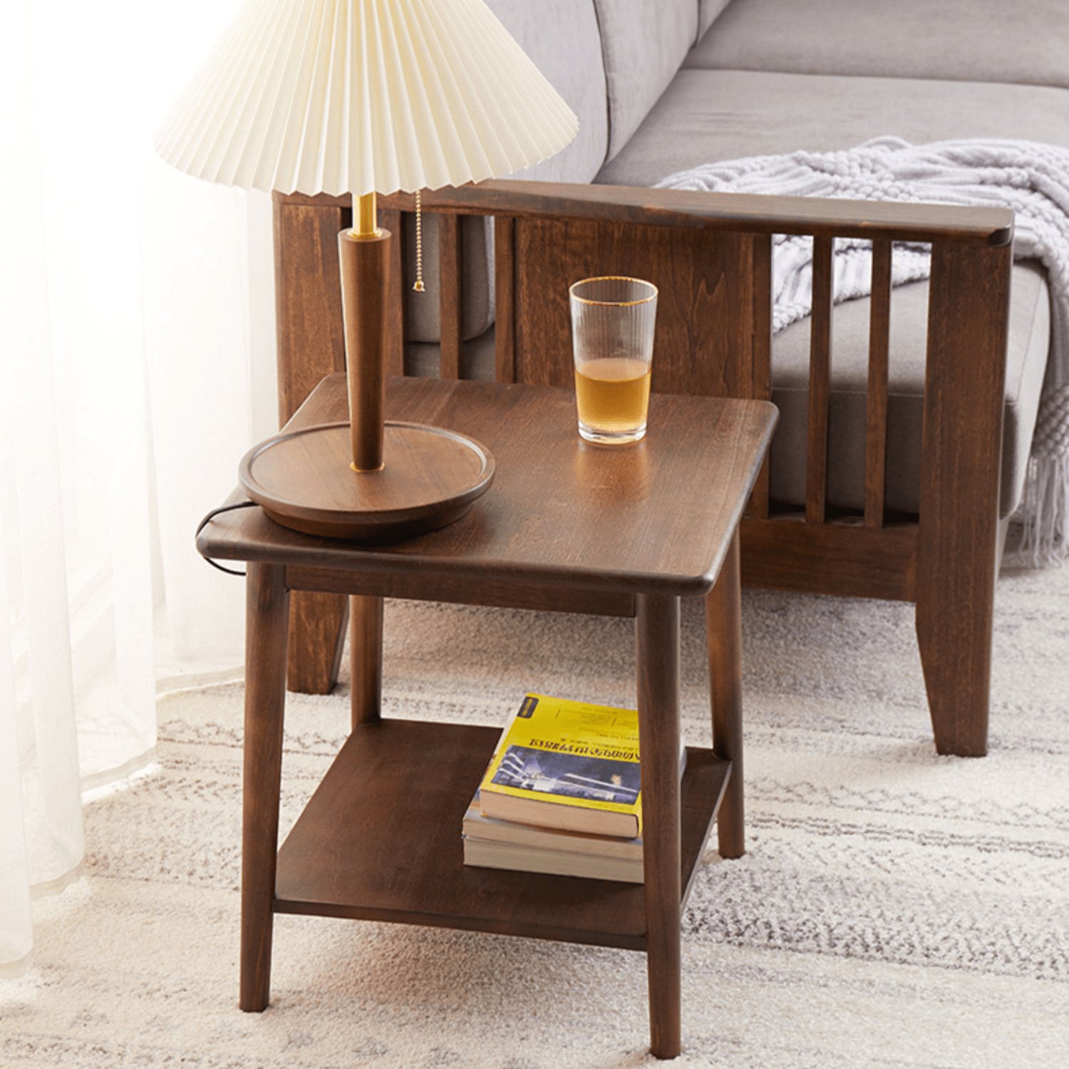 Square Wooden End Table Two-Tier for Storage - Perfect for All Your Rooms hym-491