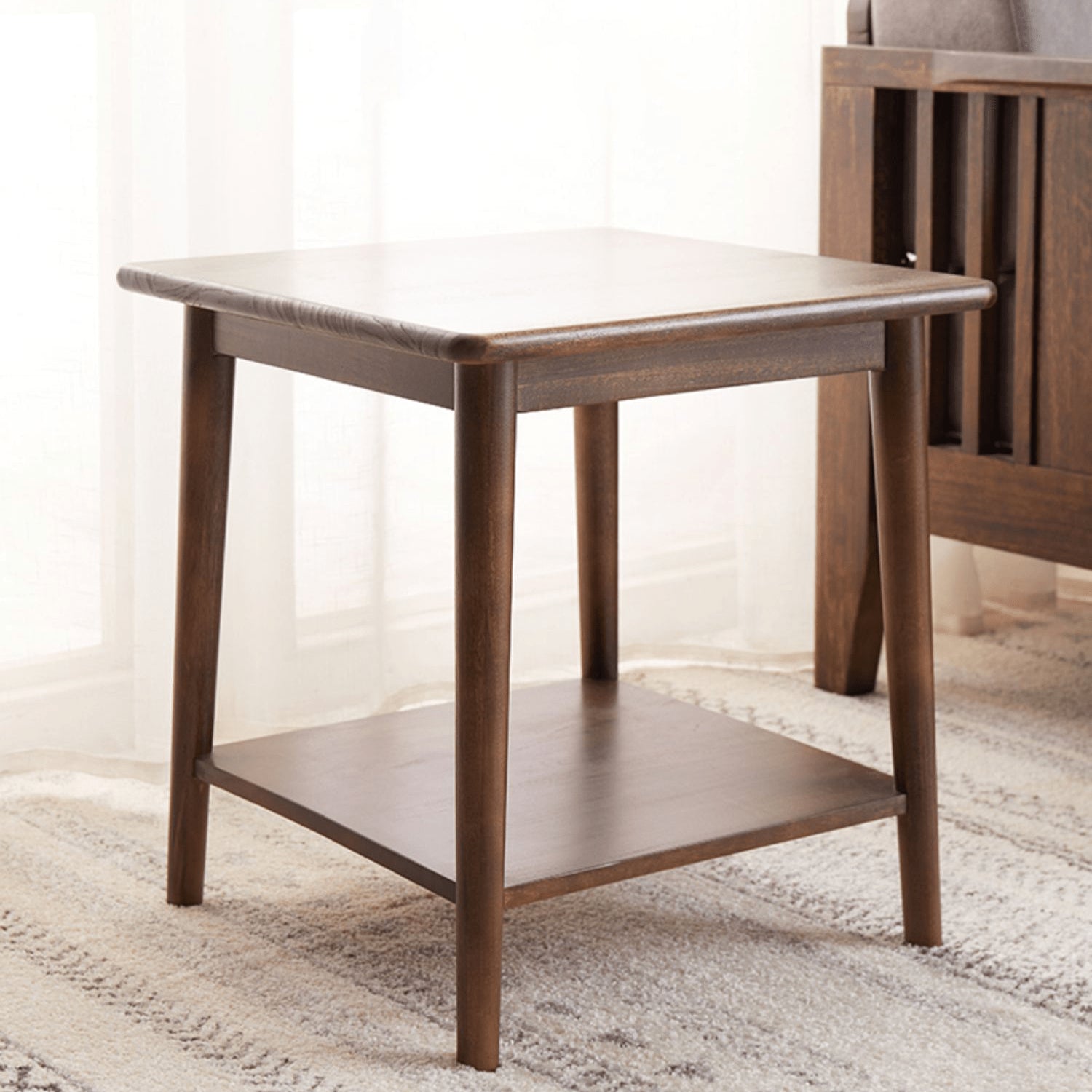 Square Wooden End Table Two-Tier for Storage - Perfect for All Your Rooms hym-491