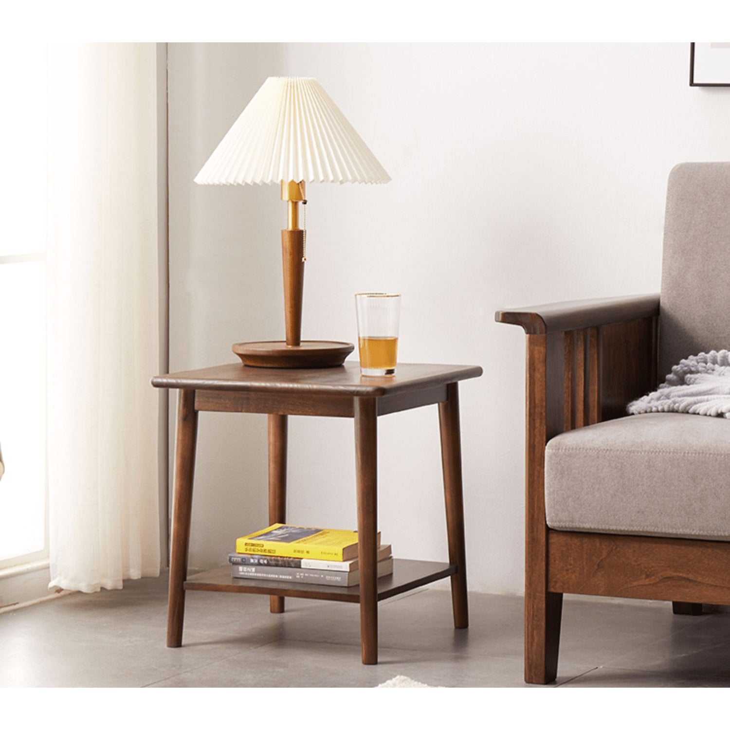 Square Wooden End Table Two-Tier for Storage - Perfect for All Your Rooms hym-491