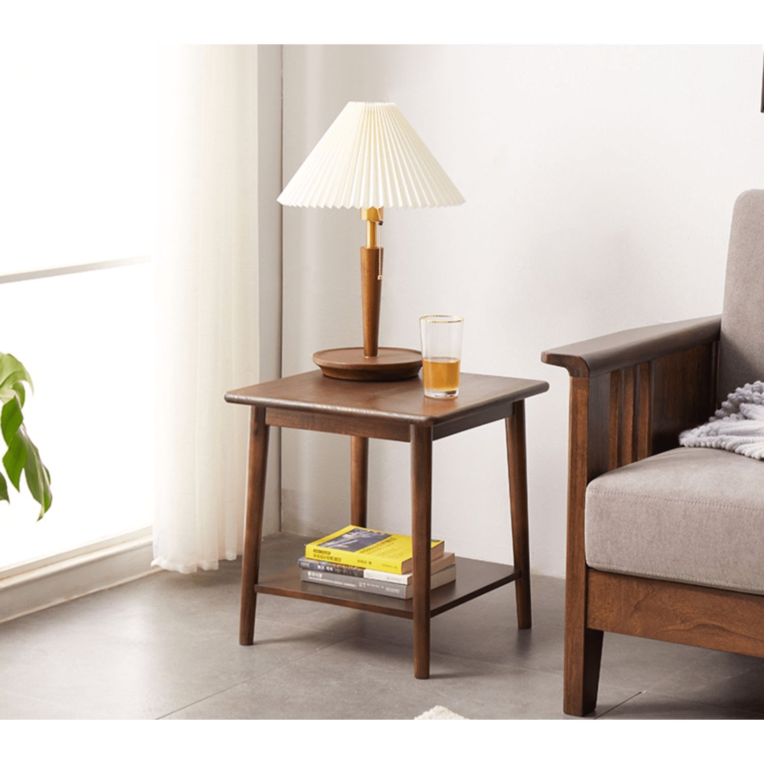 Square Wooden End Table Two-Tier for Storage - Perfect for All Your Rooms hym-491