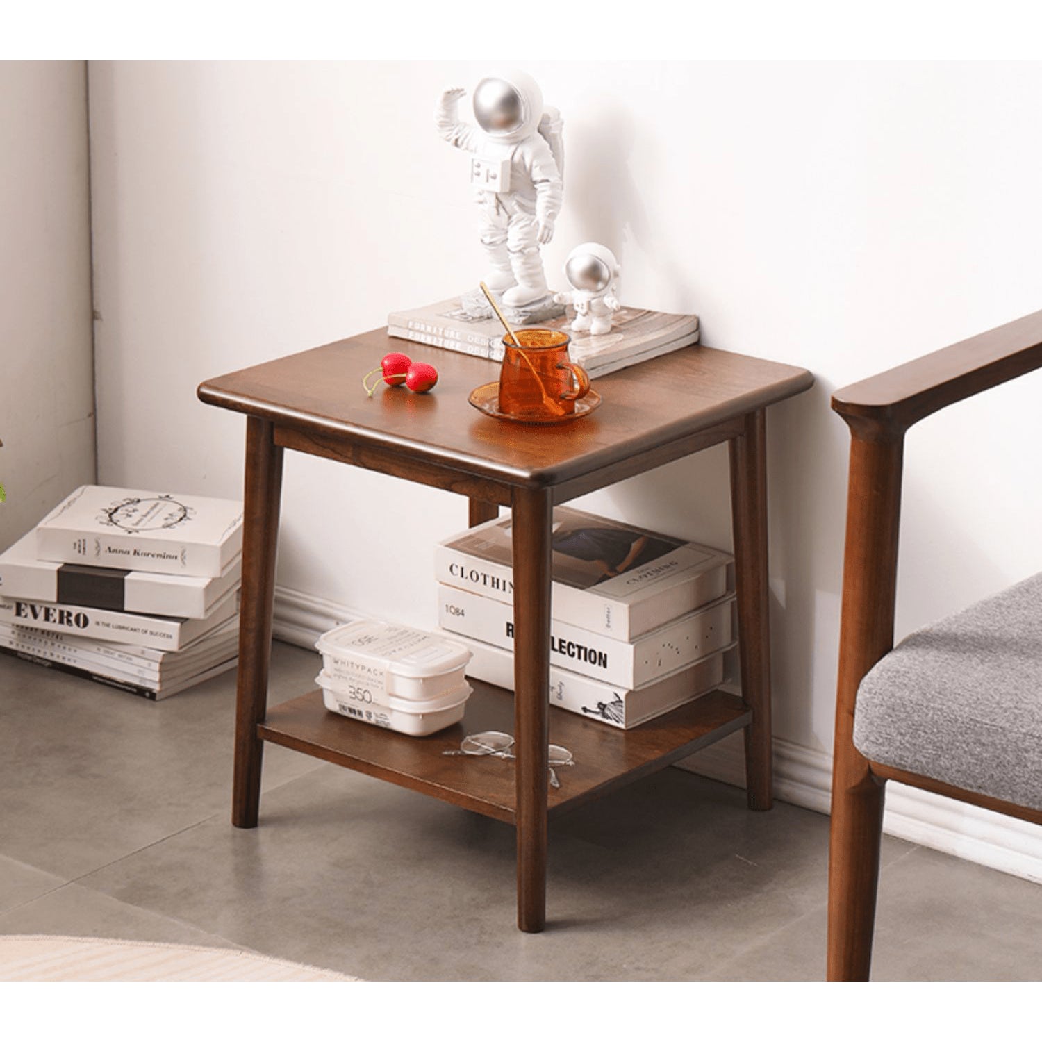 Square Wooden End Table Two-Tier for Storage - Perfect for All Your Rooms hym-491