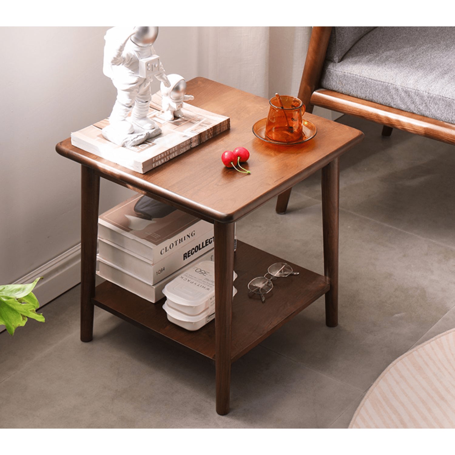 Square Wooden End Table Two-Tier for Storage - Perfect for All Your Rooms hym-491