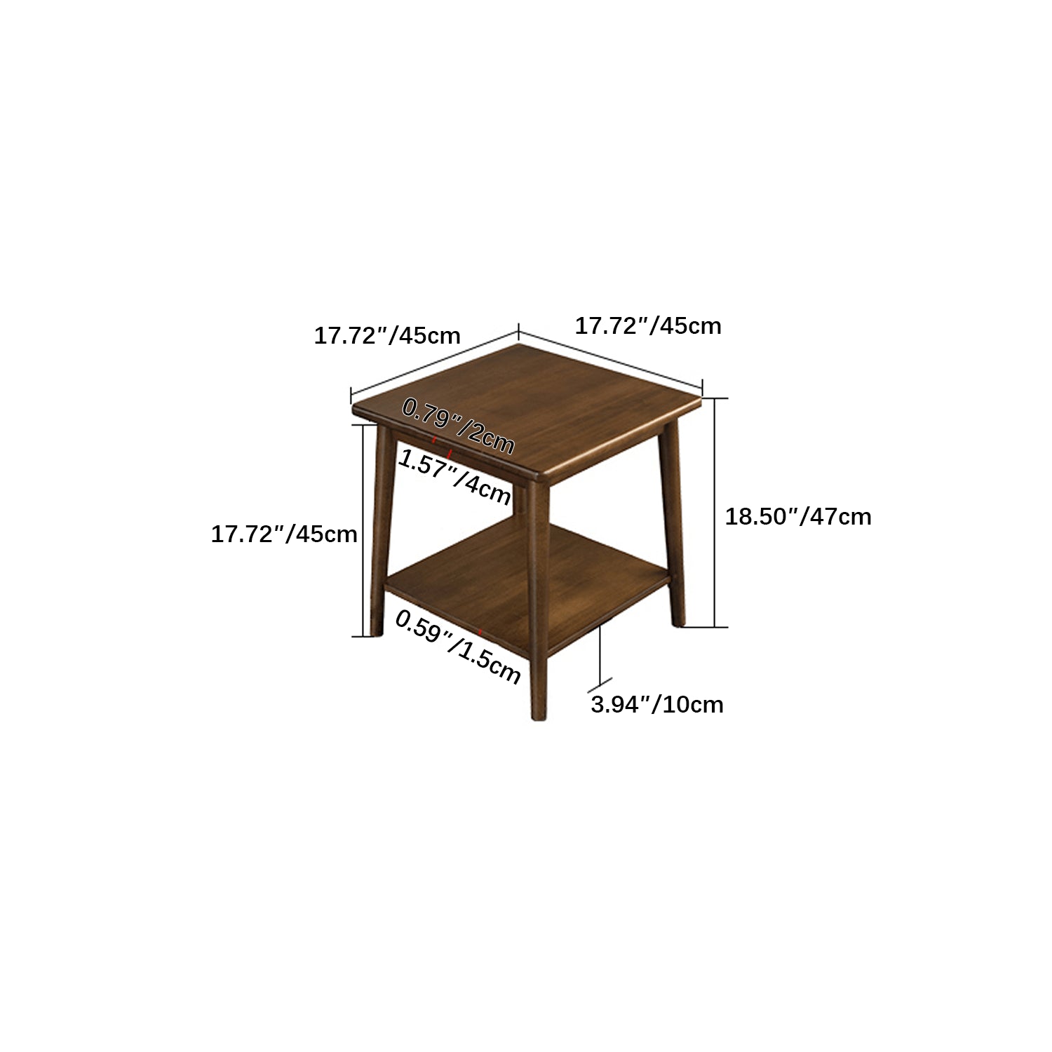 Square Wooden End Table Two-Tier for Storage - Perfect for All Your Rooms hym-491