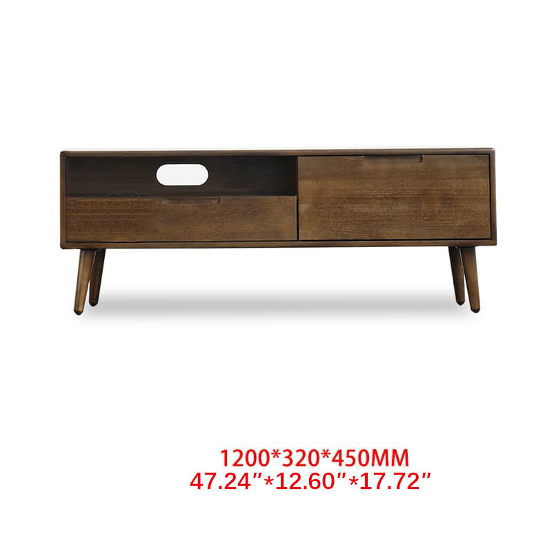 Elegant Brown Natural Wood TV Cabinet - Stylish Tung Wood Furniture hym-492