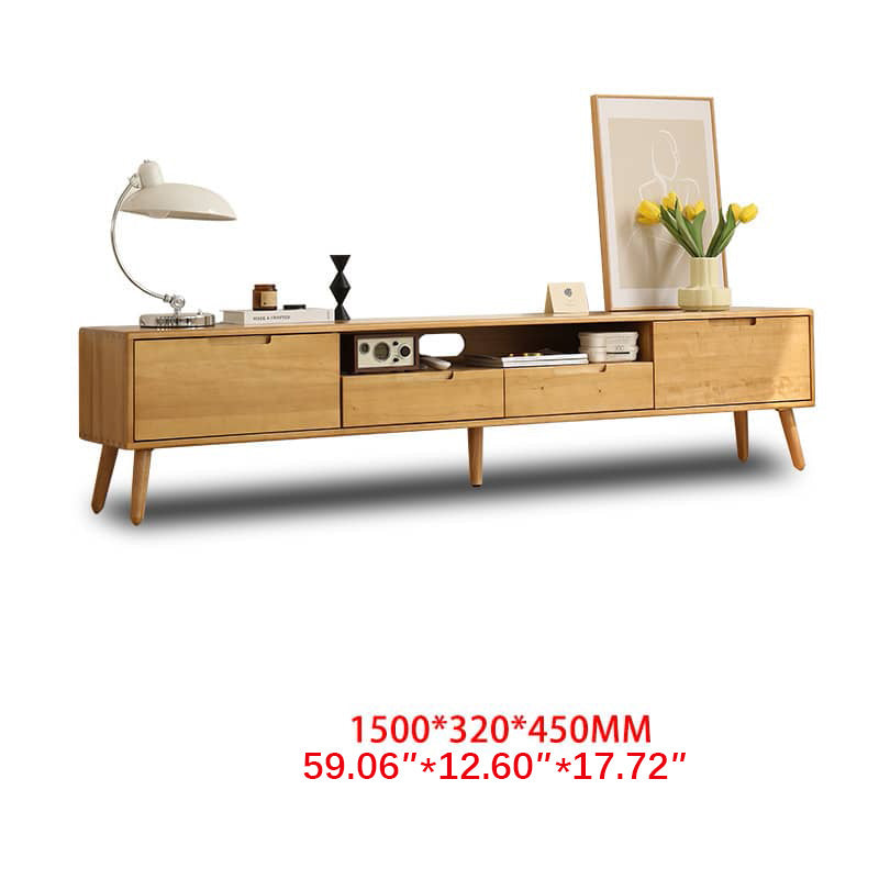 Elegant Brown Natural Wood TV Cabinet - Stylish Tung Wood Furniture hym-492