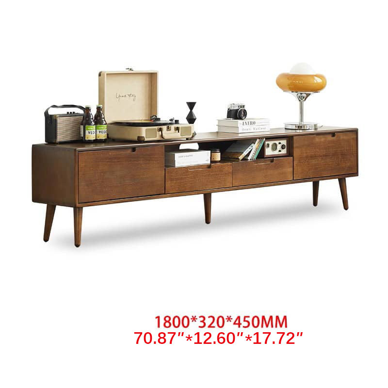 Elegant Brown Natural Wood TV Cabinet - Stylish Tung Wood Furniture hym-492