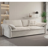 Luxurious Beige and Blue Solid Wood Sofa with Light Brown Accents and Dark Gray Detailing - Premium Cotton Down Upholstery hyt-1236