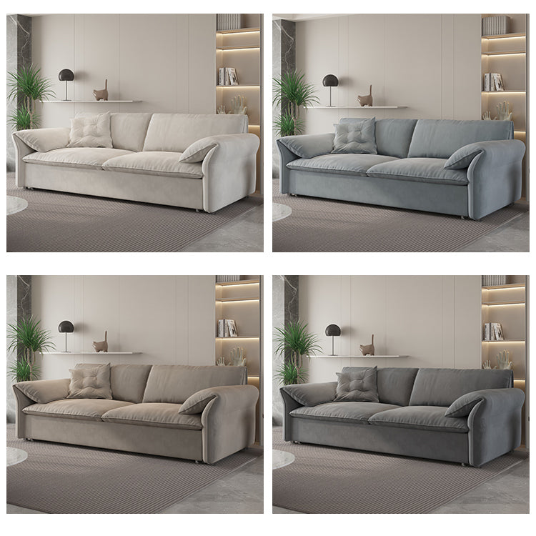 Luxurious Beige and Blue Solid Wood Sofa with Light Brown Accents and Dark Gray Detailing - Premium Cotton Down Upholstery hyt-1236