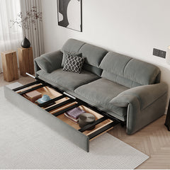 Stylish Solid Wood Sofa with Cotton and Down Cushions in Dark Gray and Beige hyt-1238