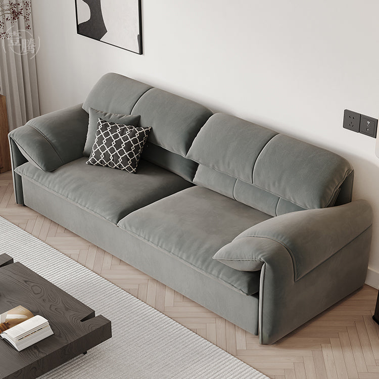 Stylish Solid Wood Sofa with Cotton and Down Cushions in Dark Gray and Beige hyt-1238