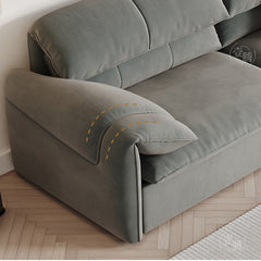 Stylish Solid Wood Sofa with Cotton and Down Cushions in Dark Gray and Beige hyt-1238