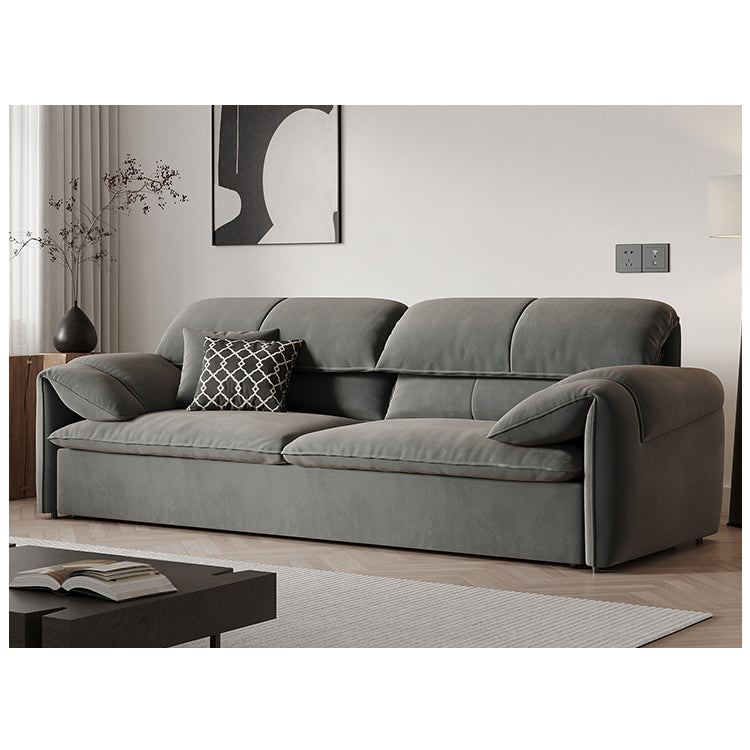 Stylish Solid Wood Sofa with Cotton and Down Cushions in Dark Gray and Beige hyt-1238